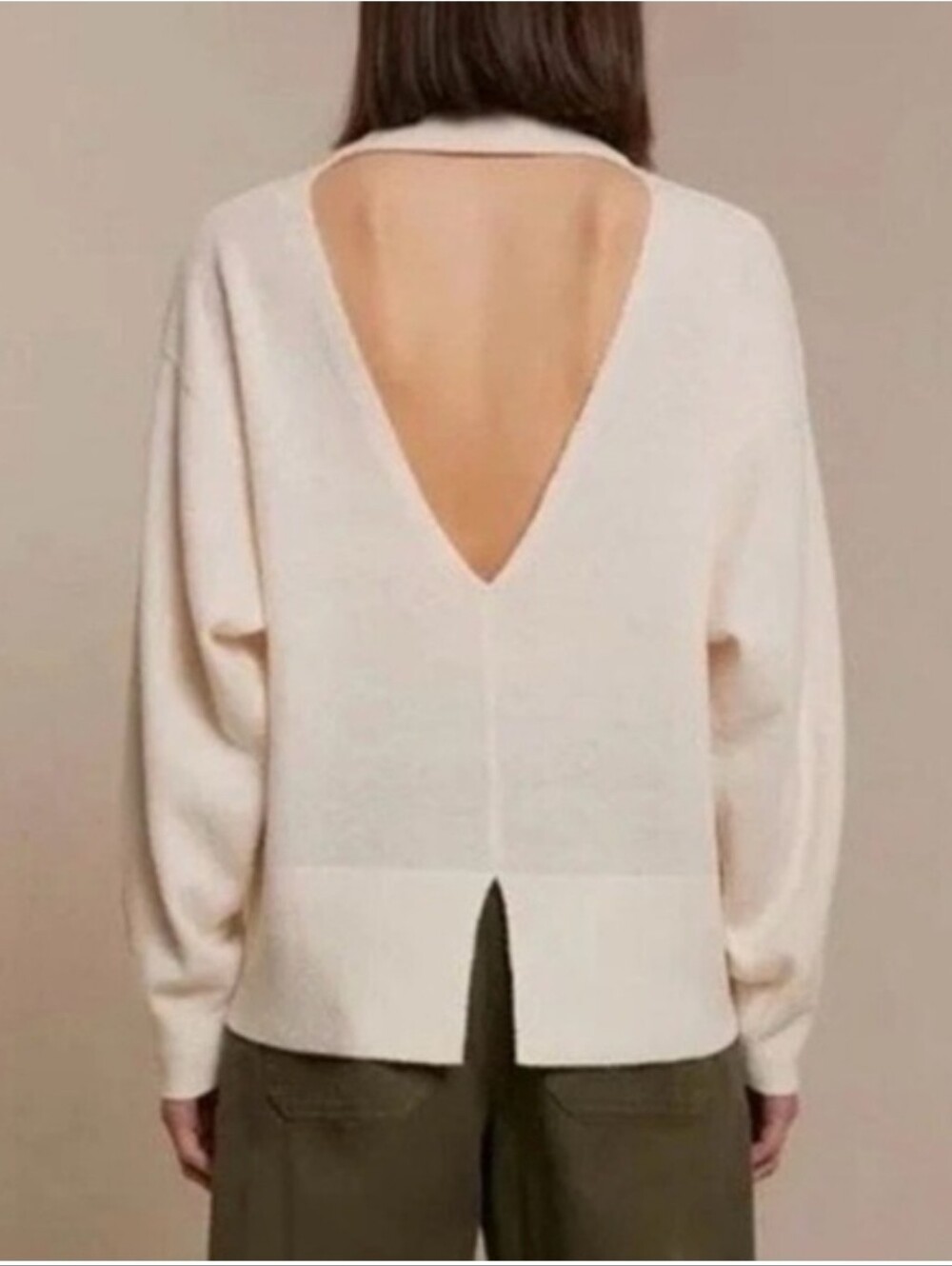 A.L.C. Sierra Women's Cream Wool Blend Open Back Sweater Size M
